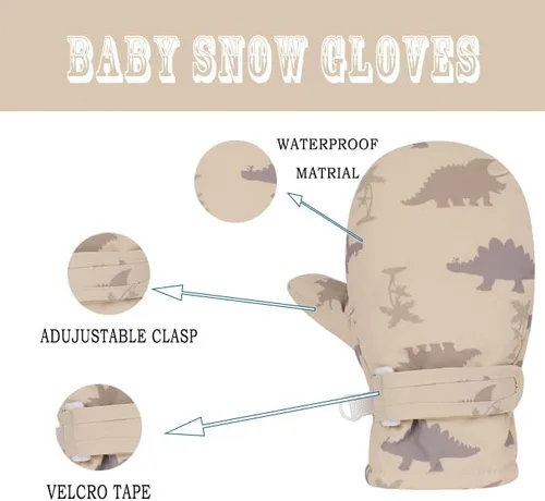 Vista 6 de Urban Virgin Guantes de invierno para bebés y niños pequeños, con forro polar, cálidos, impermeables, guantes de nieve para niños y niñas