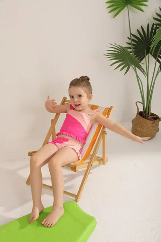 Vista 3 de Mioglrie Toddler Baby Swimsuit Girl Summer 2 Piece Girl Bathing Suit Beach Girls Color Block Bikini Swimwear 2T-6T