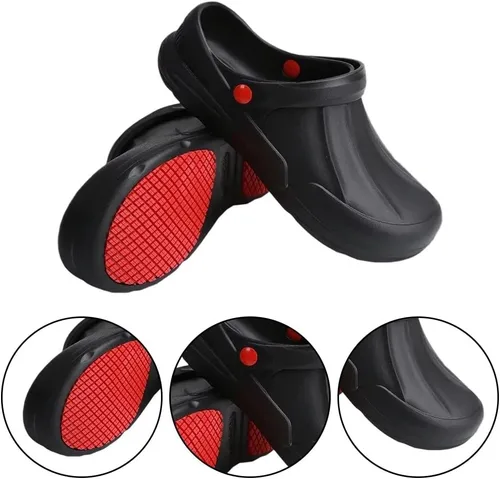 Vista 6 de Zapatos de chef para hombres y mujeres, zapatos de cocina antideslizantes, zapatos de trabajo impermeables a prueba de aceite, resistentes al agua