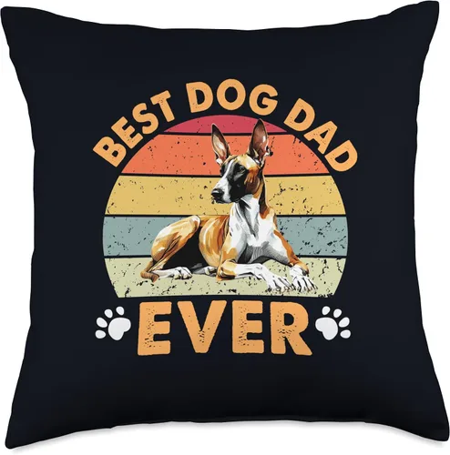 Vista 4 de Best Podenco Canario Dog Dad Ever Funny Dogs Owner Retro Throw Pillow