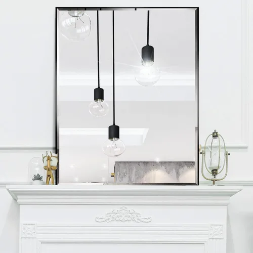 Vista 3 de LEDLUX Espejo de baño negro de 24 x 32 pulgadas, espejo sin cobre, marco de metal, espejo rectangular montado en la pared, espejo moderno