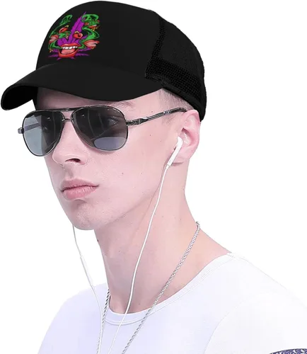Vista 4 de SCOOVY Gorra de béisbol de malla, Popo Storm boca y labios, tela de sarga de poliéster, gorra de camionero elegante protector solar hebilla
