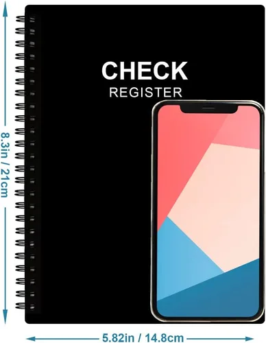 Vista 5 de Registro de cheques - Libros de registro A5 con registros de cheques y transacciones, libro de registro de cuentas de cheques para personal y Negro