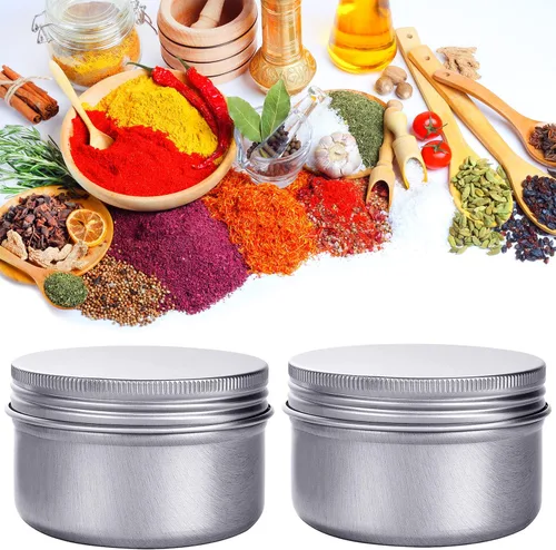 Vista 5 de Latas de aluminio de 6 onzas con tapa de rosca de 6.1 fl oz, recipientes de almacenamiento de metal para almacenar especias, dulces, bálsamo labial