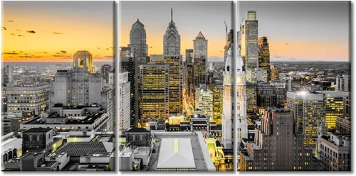 Vista 79 de TUMOVO Arte de pared en blanco y negro con paisaje urbano de Nueva York, decoración de pared de horizonte de Nueva York para sala de estar, puente