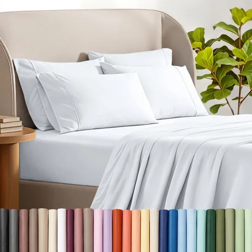 Vista 23 de Bare Home Hotel Luxury - Juego de sábanas Queen extra suave, 6 piezas, bolsillos profundos, ajuste fácil, refrescantes y transpirables, resistentes
