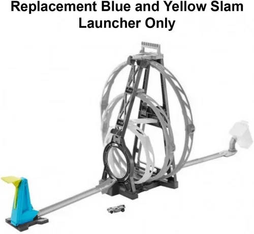Vista 3 de Pieza de repuesto para Hot Wheels Track Builder Unlimited Triple Loop Kit Playset - GLC96 ~ Lanzador de golpe azul y amarillo de repuesto