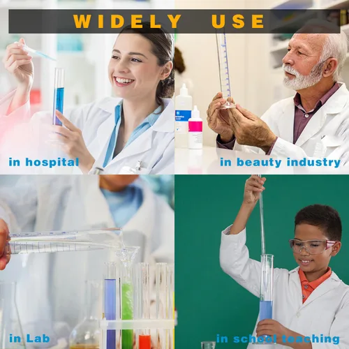Vista 4 de Cilindro graduado de vidrio grueso para medir líquidos de laboratorio con base hexagonal viene con un gotero de vidrio (vidrio, 5ML)