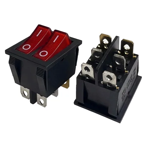 Vista 22 de Interruptor basculante DPST On-Off Unilluminated Negro 4 Pin 1.220x0.984 in Rectangular Snap-in Interruptor de alimentación de palanca