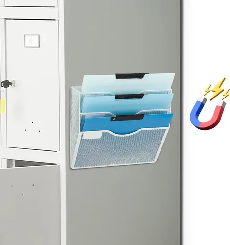 Vista 55 de EASEPRES Organizador de archivos de malla de 3 bolsillos para colgar en la pared, carpeta de papel para correo montada en la pared, organizador