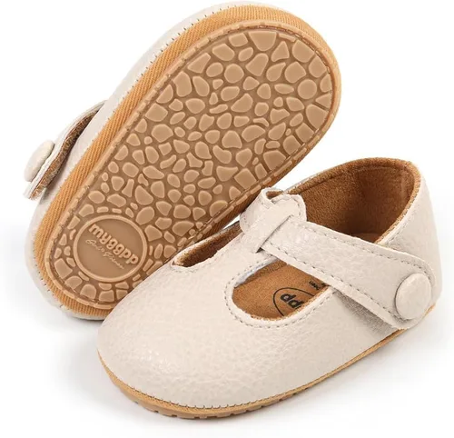 Vista 3 de LAFEGEN Zapatos de bebé para niña, antideslizantes, suela suave, de piel sintética, para bebé, Mary Jane, zapatos planos para primeros pasadores