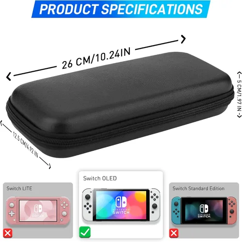 Vista 6 de FANPL Funda para Nintendo Switch OLED, paquete de accesorios 15 en 1, funda de transporte para Switch OLED y Joy Con con piel protectora