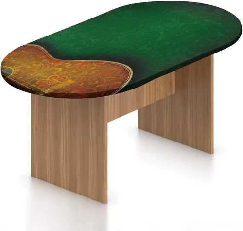 Vista 14 de Mantel ajustable ovalado de poliéster elástico de fantasía, diseño de casa del bosque en musgo, diseño de bosque encantado, se adapta a mesas