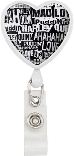 Vista 5 de Harley Quinn Ransom Patrón Corazón Lanyard Carrete retráctil Insignia ID Tarjetero