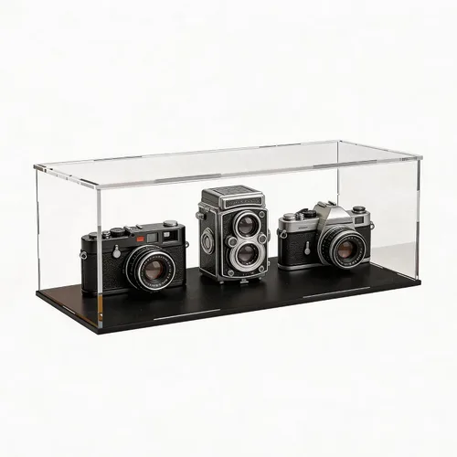 Vista 34 de SVENJBB vitrina acrílica, cajas de acrílico de cubo de 10 x 10 x 14 pulgadas para exhibición, vitrinas transparentes con base negra mate y tapa