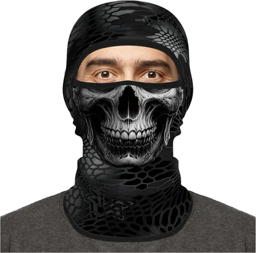 Vista 29 de Pasamontañas para hombres y mujeres, para verano, motocicleta, ciclismo, pesca Calavera 04