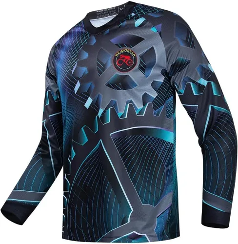 Vista 121 de Hotlion Camiseta de ciclismo para hombre, manga larga, MTB Motocross, ropa de carreras todoterreno