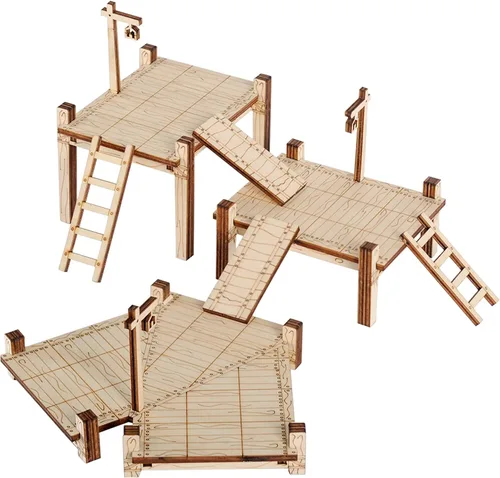 Vista 8 de Puente modular, muelle, pasarela, juego básico de 7 piezas de madera cortada con láser para D&D, Pathfinder, Dungeons & Dragons y otros