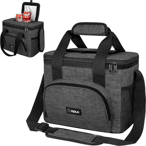 Vista 18 de OPUX Bolsa de enfriador suave, bolsa de almuerzo plegable aislada para hombres, trabajo, camping, playa, viaje, portátil, de lado suave