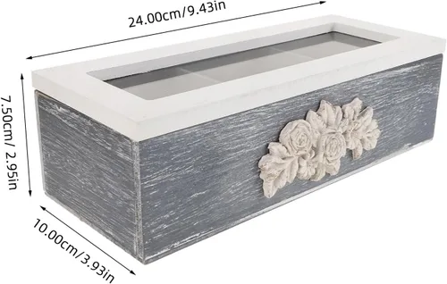 Vista 2 de BESTYASH Cofre de té de madera organizador 3 compartimentos con tapa y Acabado blanco, almacenamiento decorativo versátil para paquetes de café