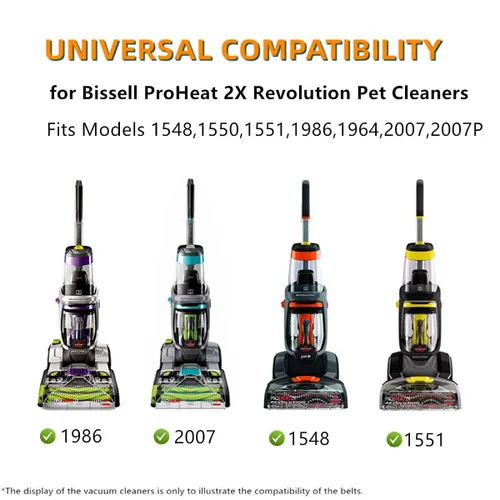Vista 3 de JEDELEOS Correas de repuesto para limpiador de alfombras Bissell ProHeat 2X Revolution Pet (Pro), modelo 1548, 1551, 1986, 1964, 2007, 2007P, serie