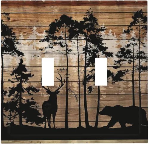 Vista 9 de Mid Century Morden Boho - Placa de pared para interruptor de luz dúplex de 1 banda, placa frontal decorativa eléctrica para receptáculo para baño