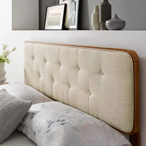 Vista 11 de Modway MOD-6233-BLK-BEI Collins - Cabecero tapizado con botones de tela y madera para cama matrimonial, color negro y beige