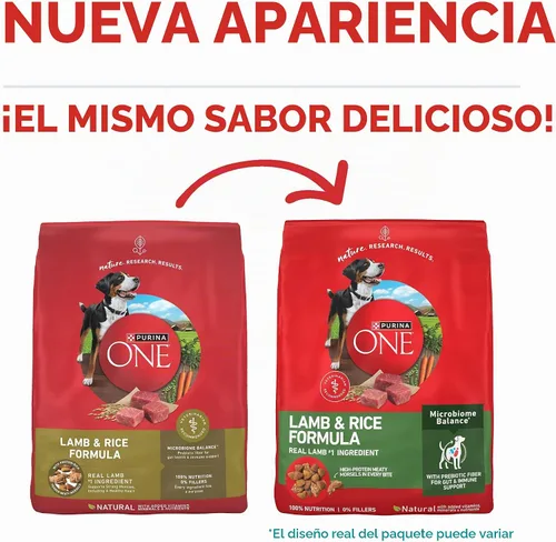 Vista 2 de Purina ONE Comida seca para perros con fórmula de cordero y arroz, bolsa de 16.5 libras