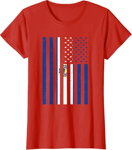 Vista 54 de El Salvador Shirt - El Salvador USA America Flag Men Women T-Shirt