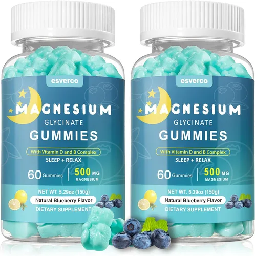 Vista 9 de Gomitas de glicinato de magnesio de 500 mg para dormir para hombres y mujeres, vitamina C, veganas que promueven la relajación muscular, magnesio