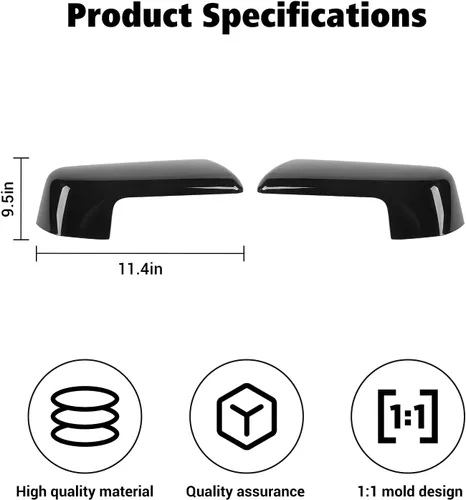 Vista 4 de Voodonala Para Chevy Silverado 2019 + cubierta de espejo lateral compatible con Chevrolet Silverado/GMC Sierra 1500 2019-2022 (negro, ABS, 2 piezas)