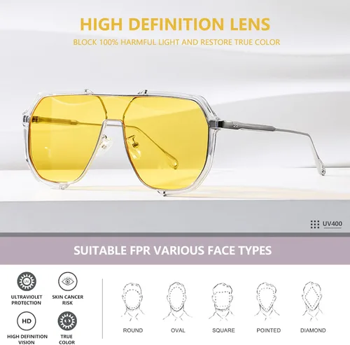 Vista 5 de Lentes de sol cuadrados para mujeres y hombres, de gran tamaño, cuadrados, vintage, modernos, clásicos, grandes, AM096