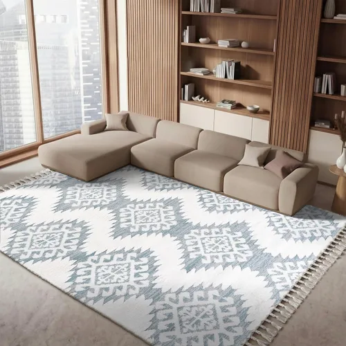Vista 30 de SAFAVIEH - Alfombra de acento de la colección de borlas marroquíes Shag - 2'3" x 4', marfil y marrón, estilo bohemio, no suelta pelo y de fácil