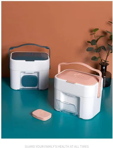Vista 2 de Caja para guardar medicamentos, botiquín de primeros auxilios portátil, familiar
