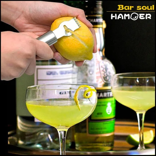 Vista 7 de Lemon Citrus Zester & Channel Knife Juego de 2 herramientas con una caja de almacenamiento Lemon twist Tool,U-Shaped Stainless Steel Blade,Carving