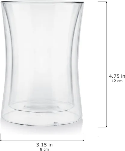 Vista 4 de Teabloom Moderno vaso de degustación aislado – Juego de 2 vasos de doble pared (10 oz / 10.1 fl oz) – Colección Milano
