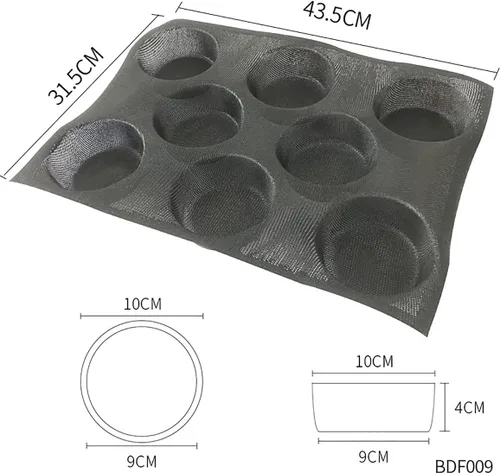 Vista 2 de Bluedrop El pan del bollo del silicón forma las bandejas redondas de la forma perforada los moldes de la panadería caben el tamaño medio