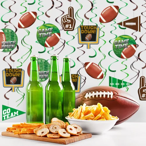 Vista 5 de 30 Piezas de Decoraciones de Fiesta de Fútbol Adorno Colgante en Espiral para Fiesta de Cumpleaños de Fútbol, Día de Juego de Fútbol, Fiesta