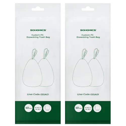 Vista 9 de SONGMICS Bolsas de basura para botes de basura de 12-14.5 galones (45-55 litros), 120 bolsas de basura con cordón para cocina, preseparadas, código