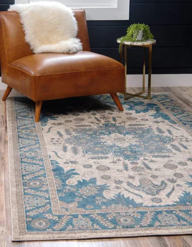 Vista 12 de Unique Loom Salzburg Collection - Alfombra clásica de diseño tradicional oriental con borde (2 pies x 6 pies, color beige/azul)