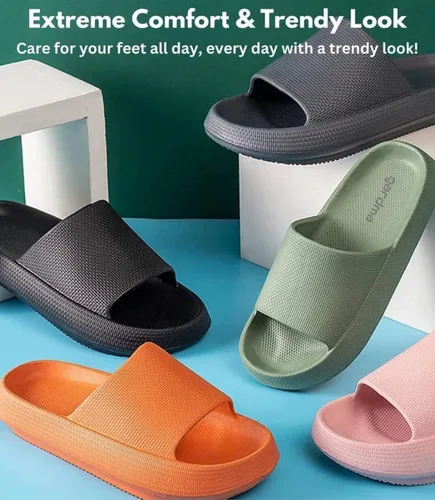 Vista 8 de gardma Pantuflas acolchadas para mujeres y hombres Pantuflas unisex genuinas Suela gruesa acolchada extremadamente cómoda Sandalias para mujer