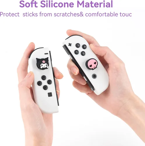 Vista 3 de Yocore Tapas de agarre de pulgar para interruptor, agarres de silicona suave, tapas analógicas de silicona suave para SwitchOLEDSwitch Lite, 4