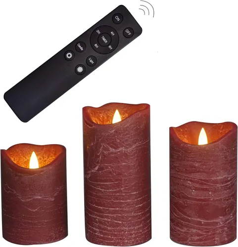 Vista 18 de CANDLE CHOICE Velas sin llama que cambian de color a pilas con temporizador remoto, cera real, parpadeante, eléctrica, multicolor, luces LED