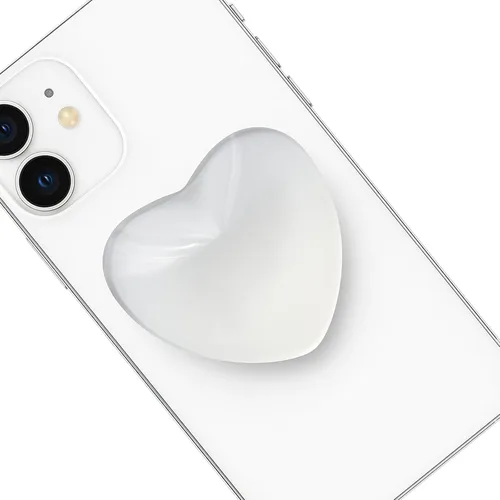 Vista 11 de Accesorio transparente para teléfono móvil en forma de corazón, soporte plegable de resina negra, base elástica transparente, adecuado