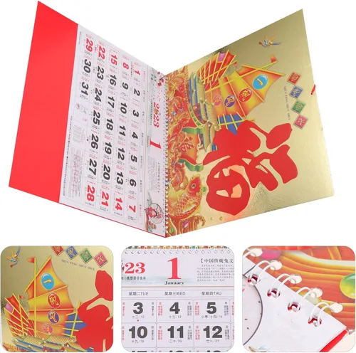 Vista 7 de LUOZZY Calendario lunar chino tradicional 2025, calendario de pared, calendario del año de la serpiente, calendario de año nuevo para oficina