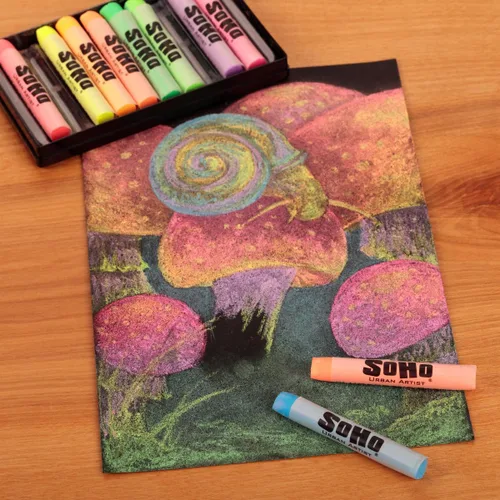 Vista 5 de Soho Urban Artist Juego de 10 colores pastel suaves fluorescentes brillantes, palitos pastel vibrantes para arte, dibujo, mezcla, capas y sombreado