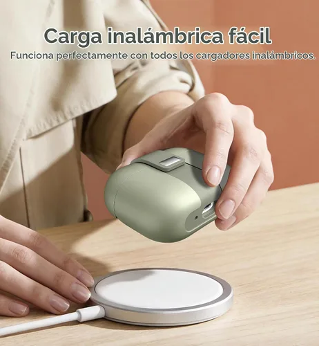 Vista 5 de SURITCH Funda para AirPods Pro 2/Pro, bloqueo magnético, compatible con Airpods Pro de 2ª y 1ª generación, funda protectora resistente con elegante