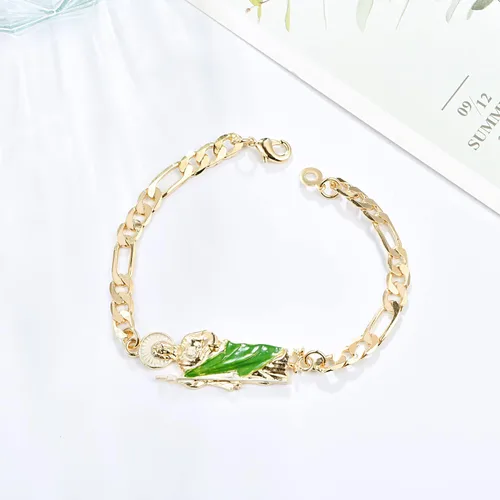 Vista 2 de UOOANUO San Judas Tadeo - Pulsera para mujer y hombre, chapada en oro de 10 quilates, joyería fina, regalos para ella, Cobre, Sin gemas.