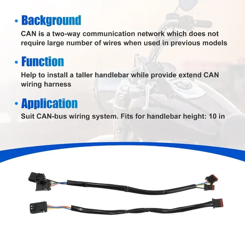 Vista 6 de X AUTOHAUX Arnés de extensión de cable de circuito de bus CAN para manillar de 10 pulgadas para Harley Davidson Softail Dynas Electra Glide Road