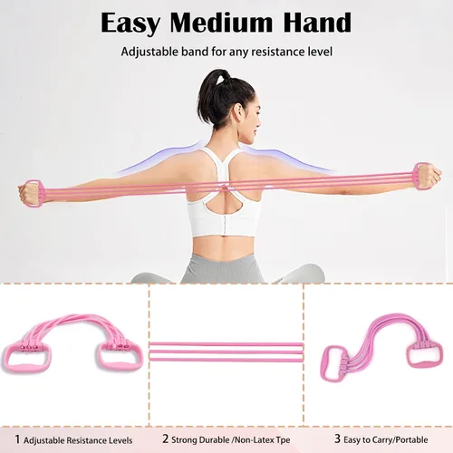 Vista 3 de Resistance Bands with Handles for Women 15-90LBS-6 Tube Adjustable Silicone Exercise Bands Set for Arm Back Exercise, Stretch Bands for Yoga